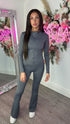 Grey Push Up Flare Trousers